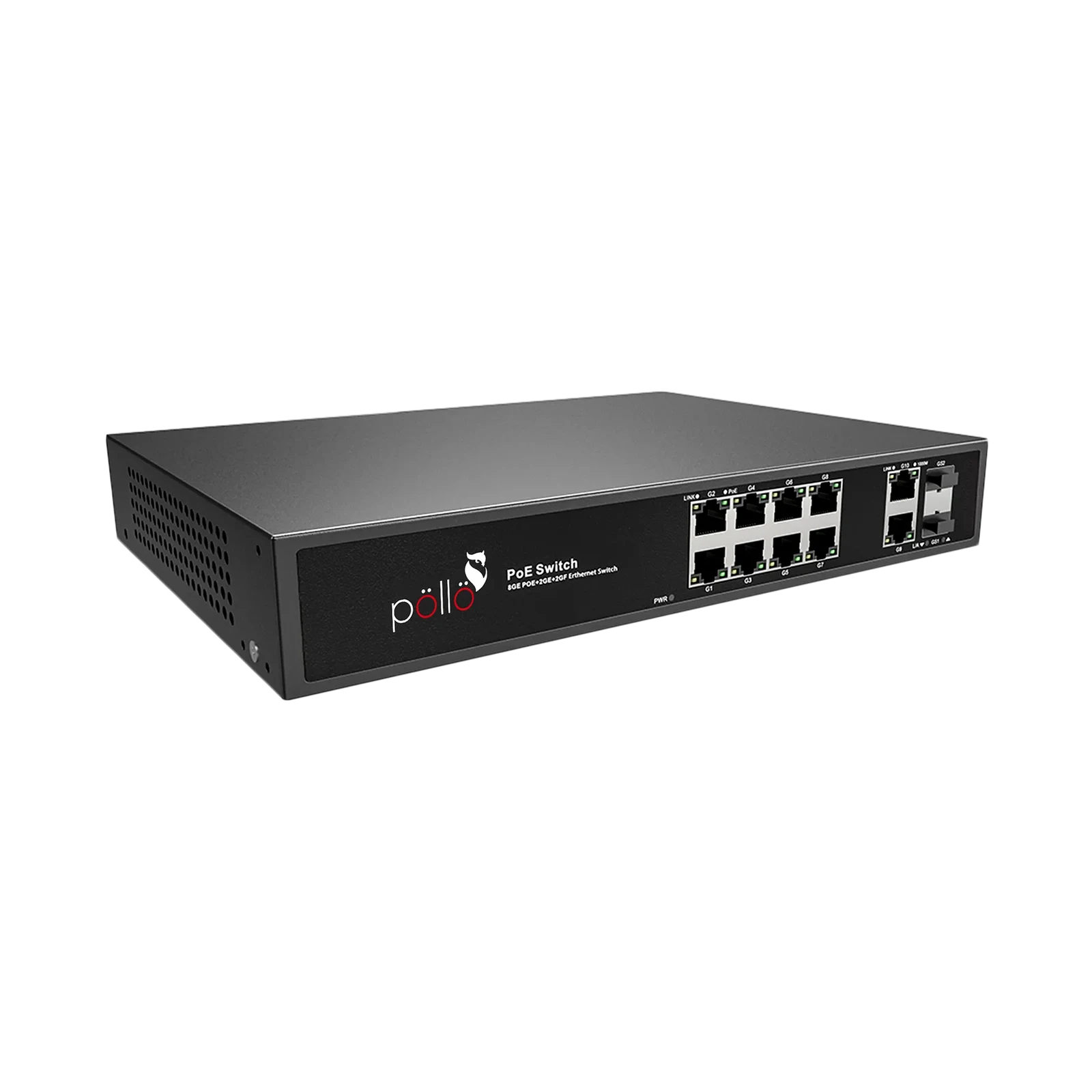 12-Port Gigabit PoE Network Switch with Gigabit Uplink & 2 SFP — view 1